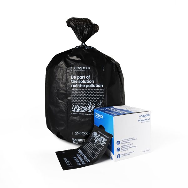 Ecopack 80L Ocean-Bound Plastic Bin Liners in Dispenser Box 2