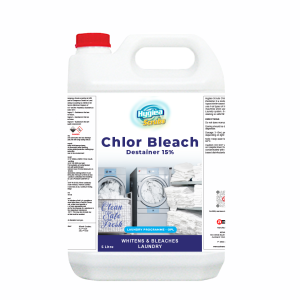Hygiea Scrubs Chlor Bleach for powerful stain removal in commercial laundry.