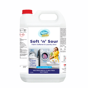 Hygiea Scrubs Soft N Sour, a dual-action fabric softener and laundry sour.