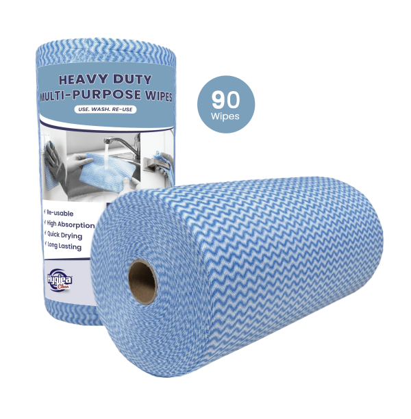 Sheet size: 300mm X 500mm Qty: 90 wipes Length: 45m Roll 70% Viscose 30% Polyester