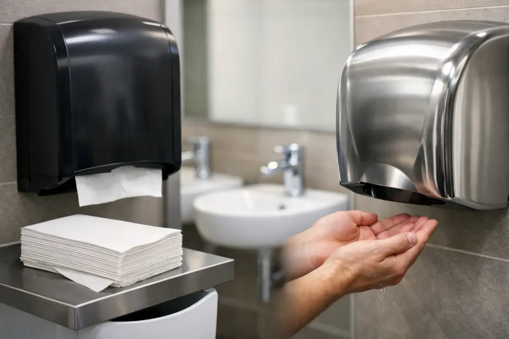 Paper Towels vs Hand Dryers for Commercial Toilets
