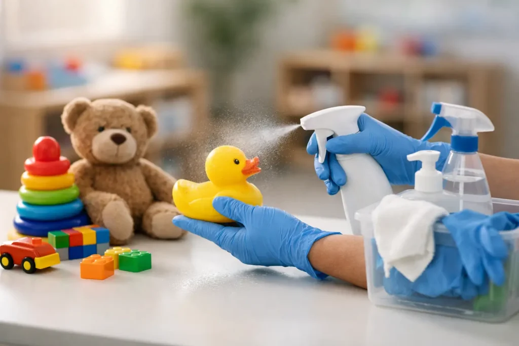 How to Sanitise Childcare Toys Safely at Work